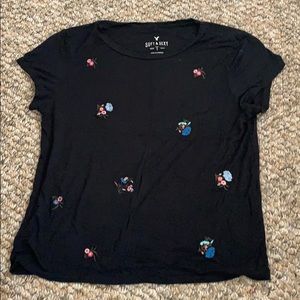 American Eagle black shirt with flowers